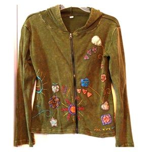 Army Green with light tie dye look hoodie